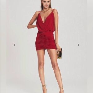 Retrofete sz small red jersey low cut mini dress like new